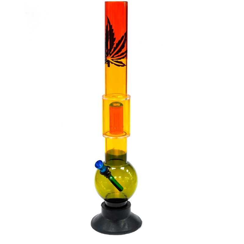 Imagen del Bong Plastico Percolator Rasta Black Leaf 40 cm.
