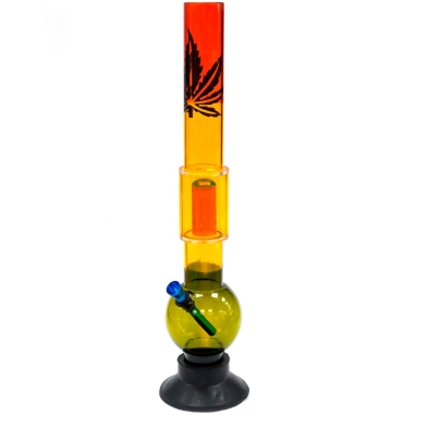 Imagen del Bong Plastico Percolator Rasta Black Leaf 40 cm.
