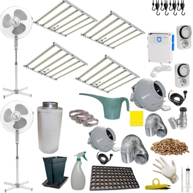 Kit Cuarto de Cultivo 4 focos 720w Semicompleto LED