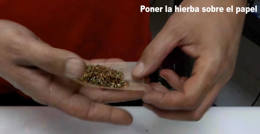 poner la hierba sobre el papel