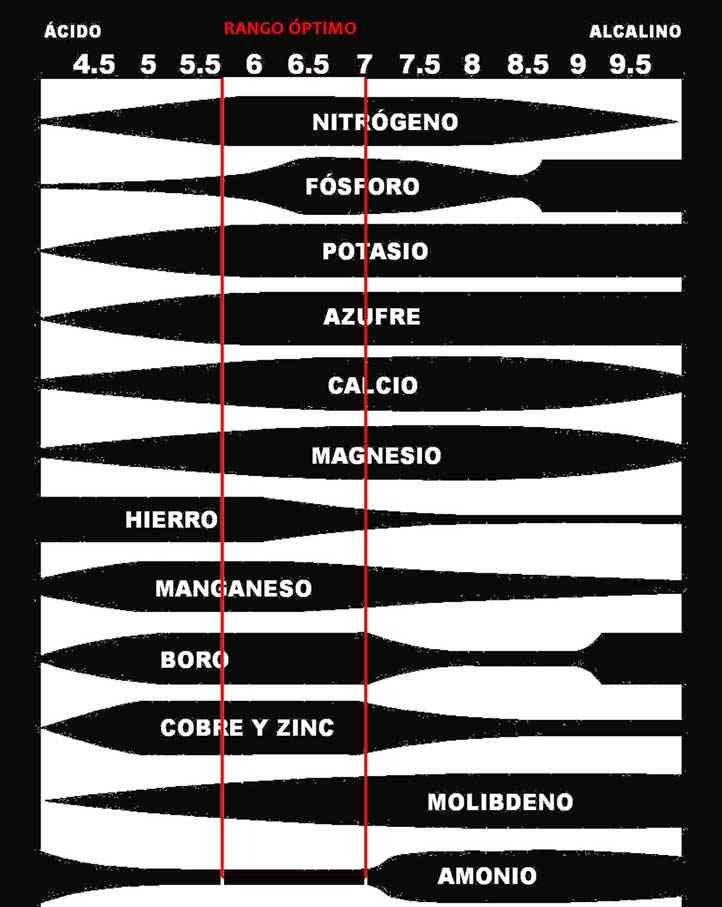 Tabla de valores de PH