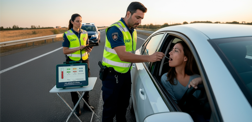 Test de drogas en saliva de la DGT para detectar THC cannabis en control de tráfico