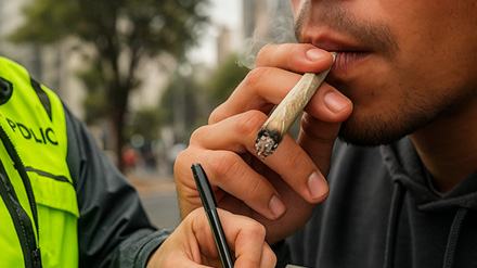 Control policial en la calle a un joven por tenencia de marihuana